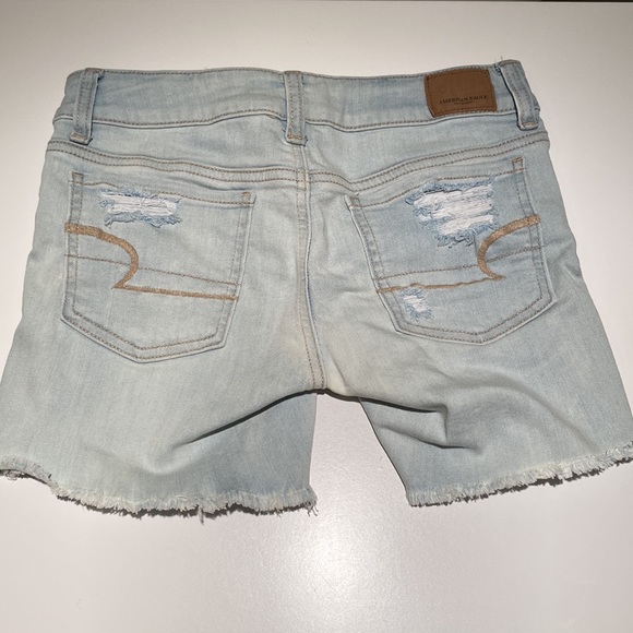 Pastel Blue Jean Shorts Ripped Size 0 - American Eagle Outfitters - Picture 3 of 5